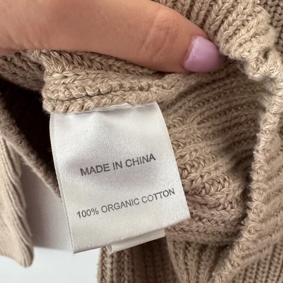 Quince Ribbed Cotton Fisherman Crewneck Sweater Small - Picture 4 of 4